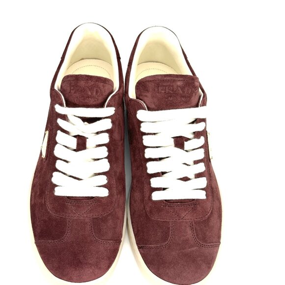PRADA Mens Lane Triangle Logo T Toe Suede Lace Up Low Top Sneakers Shoes - Picture 6 of 16